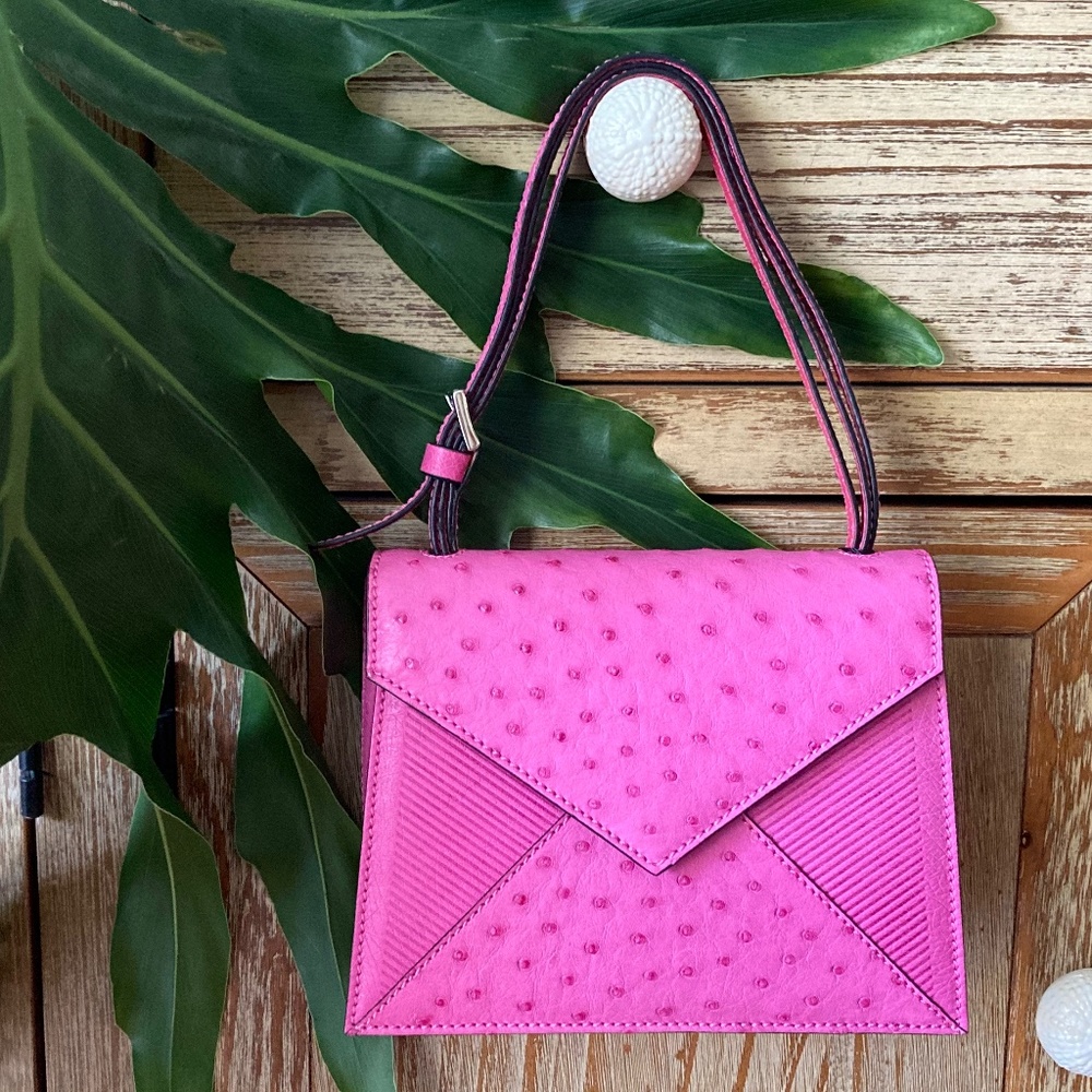 Ostrich LEATHER Handbag Crossbody Mini Bag Purse